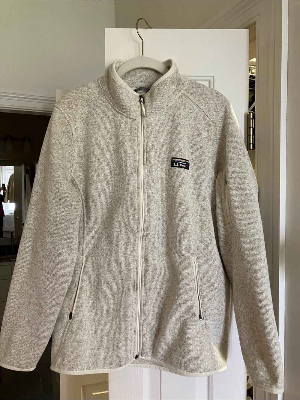 L.L. Bean Women's Heathered Cream Zip-Up Jacket XL